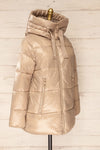 Baidoa Beige Quilted Coat w/ Broad Details | La petite garçonne side view