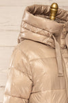 Baidoa Beige Quilted Coat w/ Broad Details | La petite garçonne side close-up