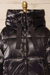 Baidoa Black Quilted Coat w/ Broad Details | La petite garçonne front close-up