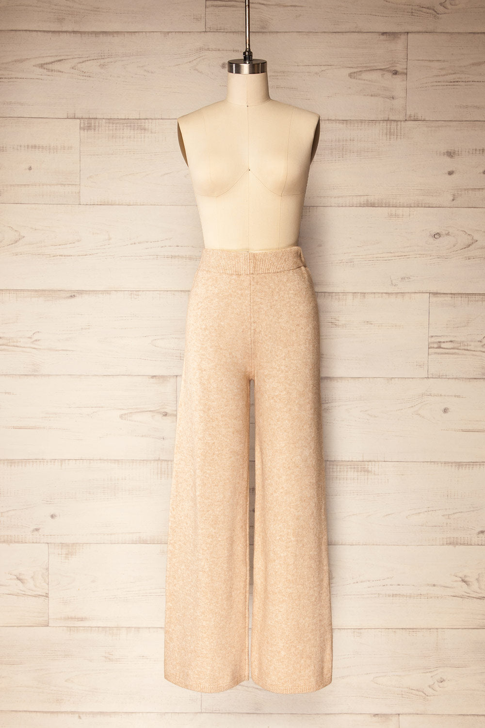 Baitoa Beige High-Waisted Loungewear Pants | La petite garçonne front view