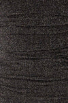 Baku Black Fitted Ruched Sparkly Midi Dress | La petite garçonne fabric