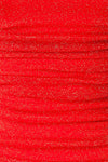 Baku Red Fitted Ruched Sparkly Midi Dress | La petite garçonne fabric