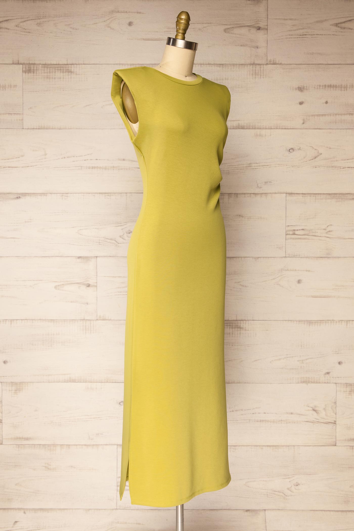 Balangir Green Asymmetrical Sleeveless Maxi Dress | La petite garçonne side view
