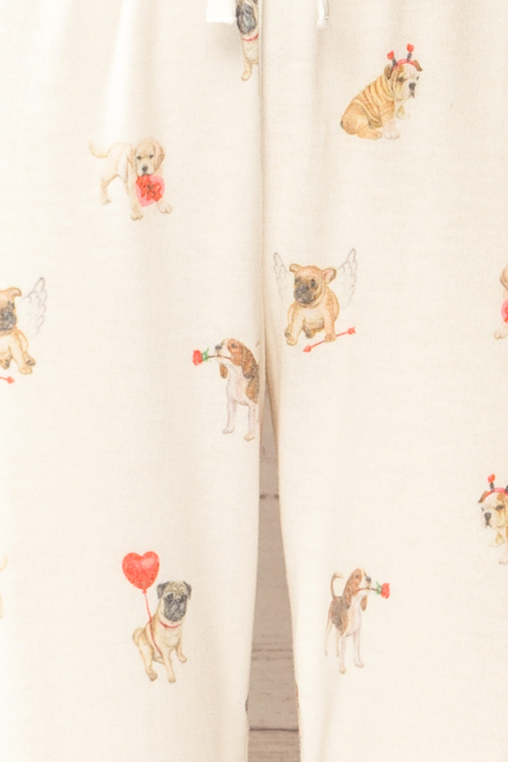 Ballari White Jogger Pants with Dog Print | La petite garçonne fabric 