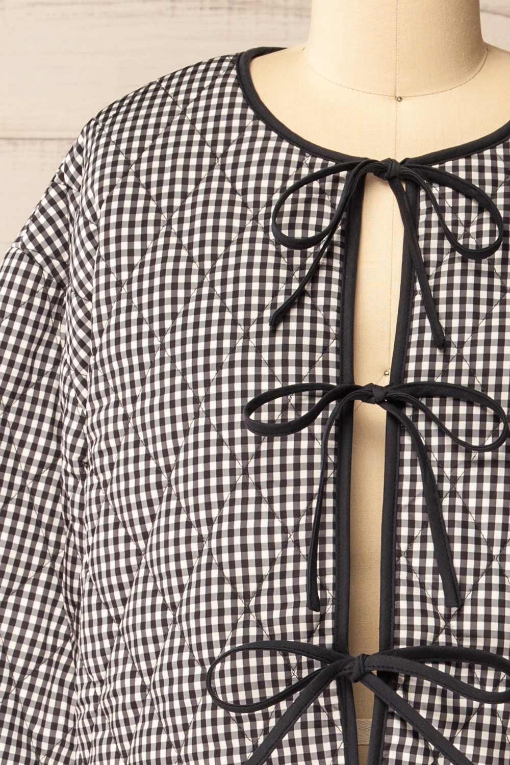 Ballia Reversible Navy Gingham Jacket with Front-Ties | La petite