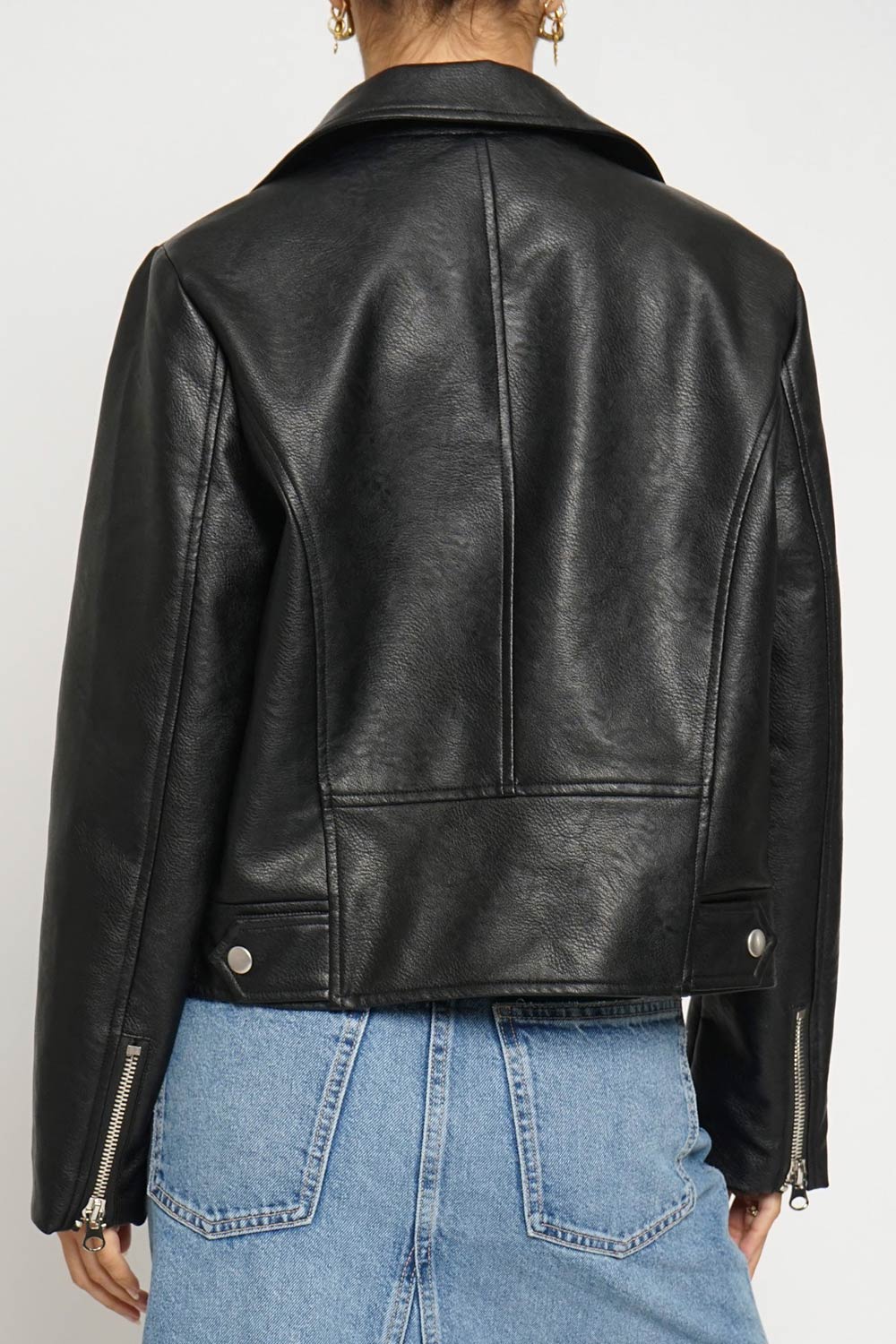 Bandipur Black Faux Leather Jacket | La petite garçonne back model