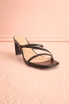 Baobab Black Strappy Mid Heel Sandals | Boutique 1861 front view