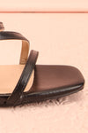 Baobab Black Strappy Mid Heel Sandals | Boutique 1861 side front close-up