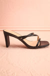 Baobab Black Strappy Mid Heel Sandals | Boutique 1861 side view
