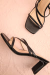 Baobab Black Strappy Mid Heel Sandals | Boutique 1861 flat view