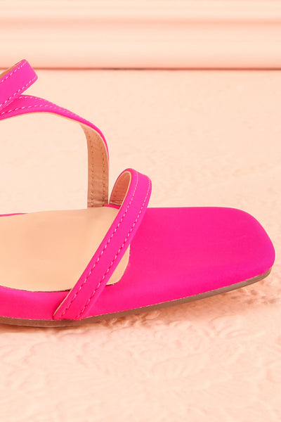Baobab Fuchsia Strappy Mid Heel Sandals | Boutique 1861 side front close-up