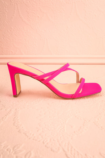 Baobab Fuchsia Strappy Mid Heel Sandals | Boutique 1861 side view