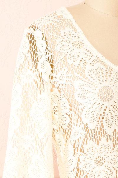 Bara Short Ivory Floral Crochet Dress | Boutique 1861 close-up