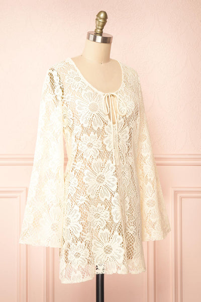 Bara Short Ivory Floral Crochet Dress | Boutique 1861 side view