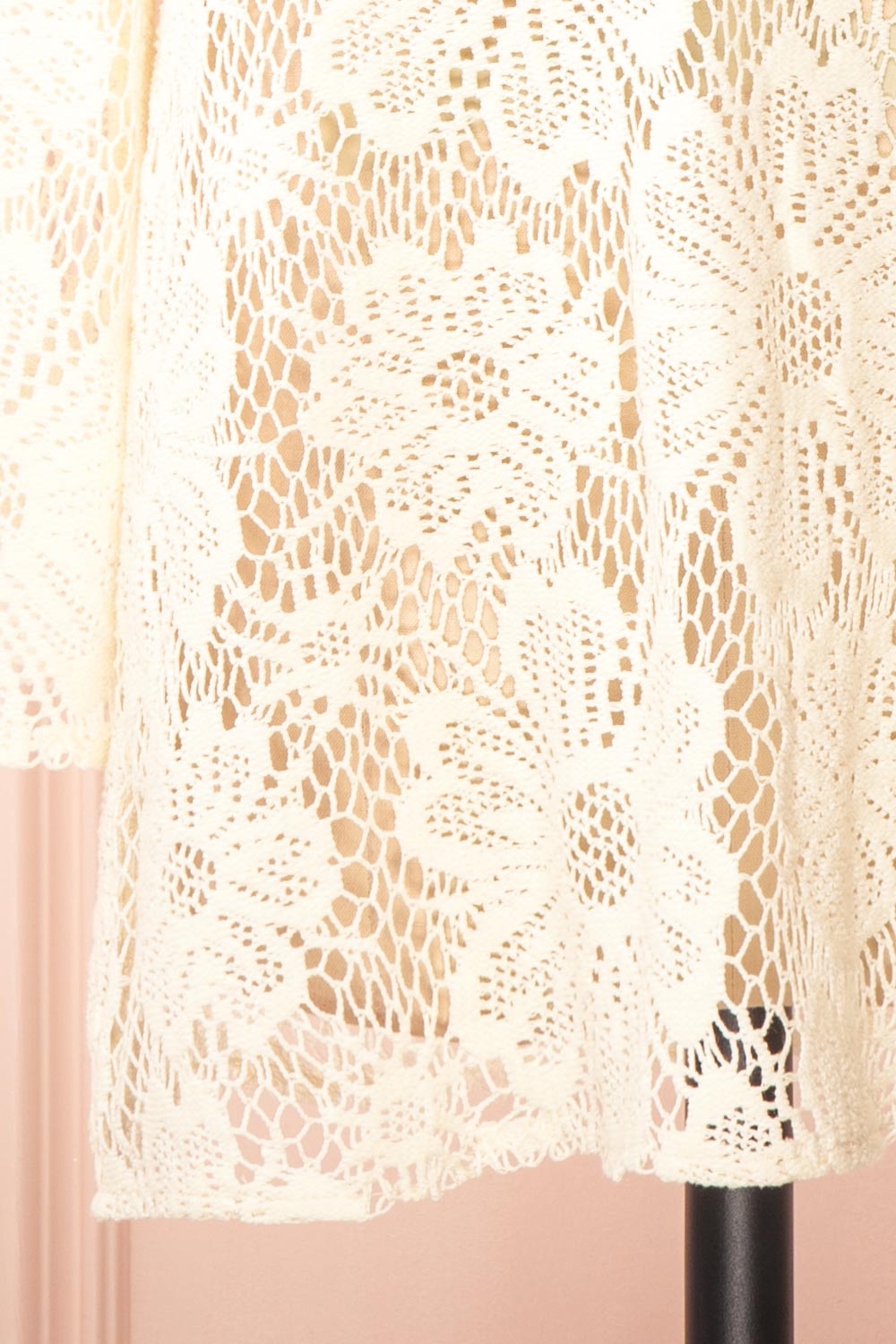 Bara Short Ivory Floral Crochet Dress | Boutique 1861 bottom close-up