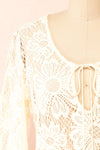 Bara Short Ivory Floral Crochet Dress | Boutique 1861 front close-up
