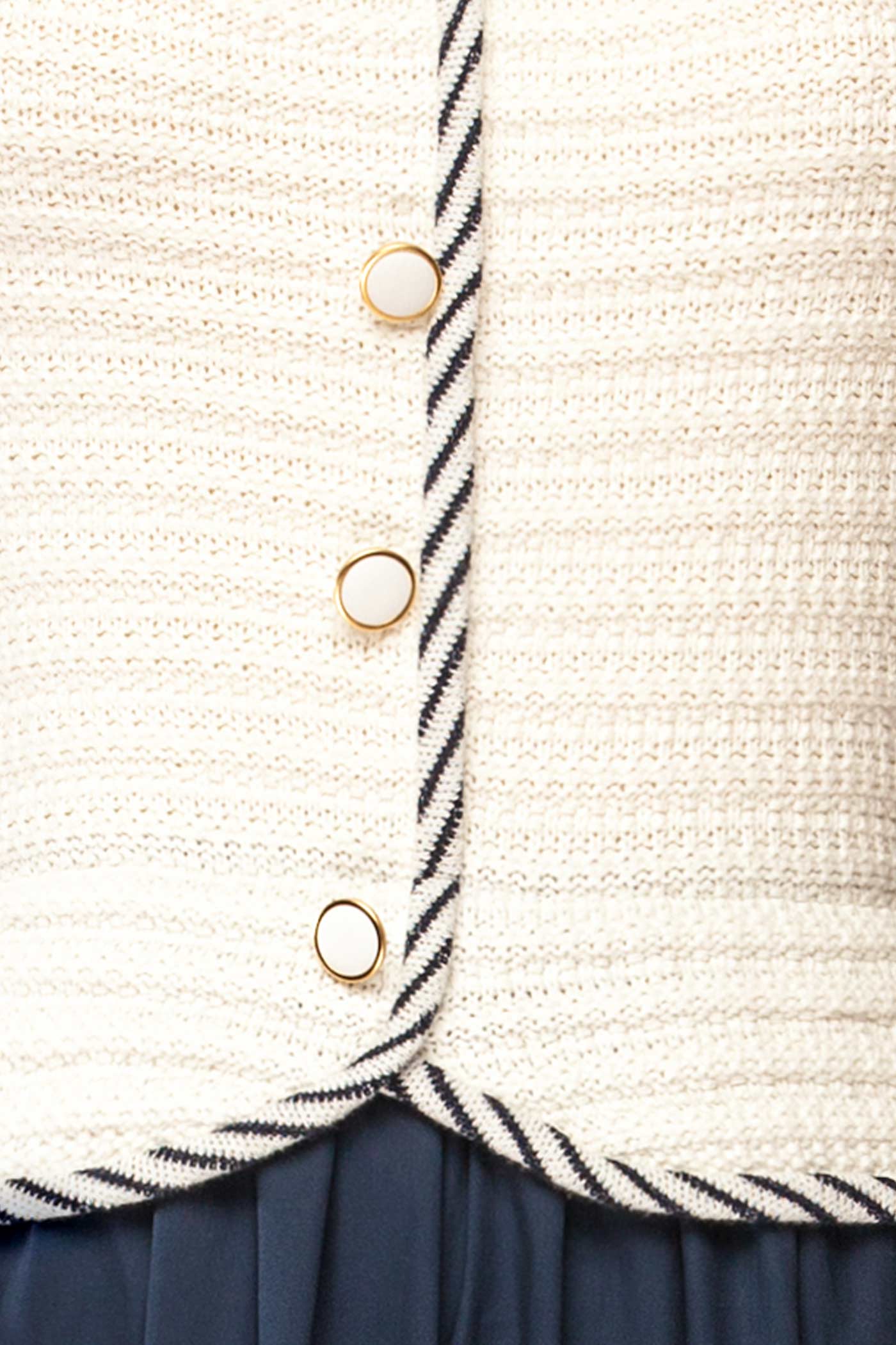 Close-up Barauni  Navy Blue Maxi Dress in White Knit Top at la petite garçonne