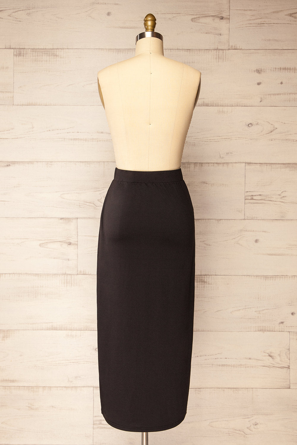 Barick Black Midi Skirt w/ Elastic Waistband | La petite garçonne back view