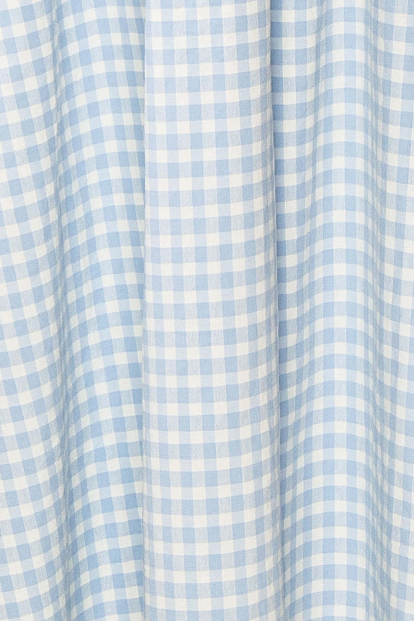Barley | Blue Gingham Open Back Maxi Dress with Bow Detail