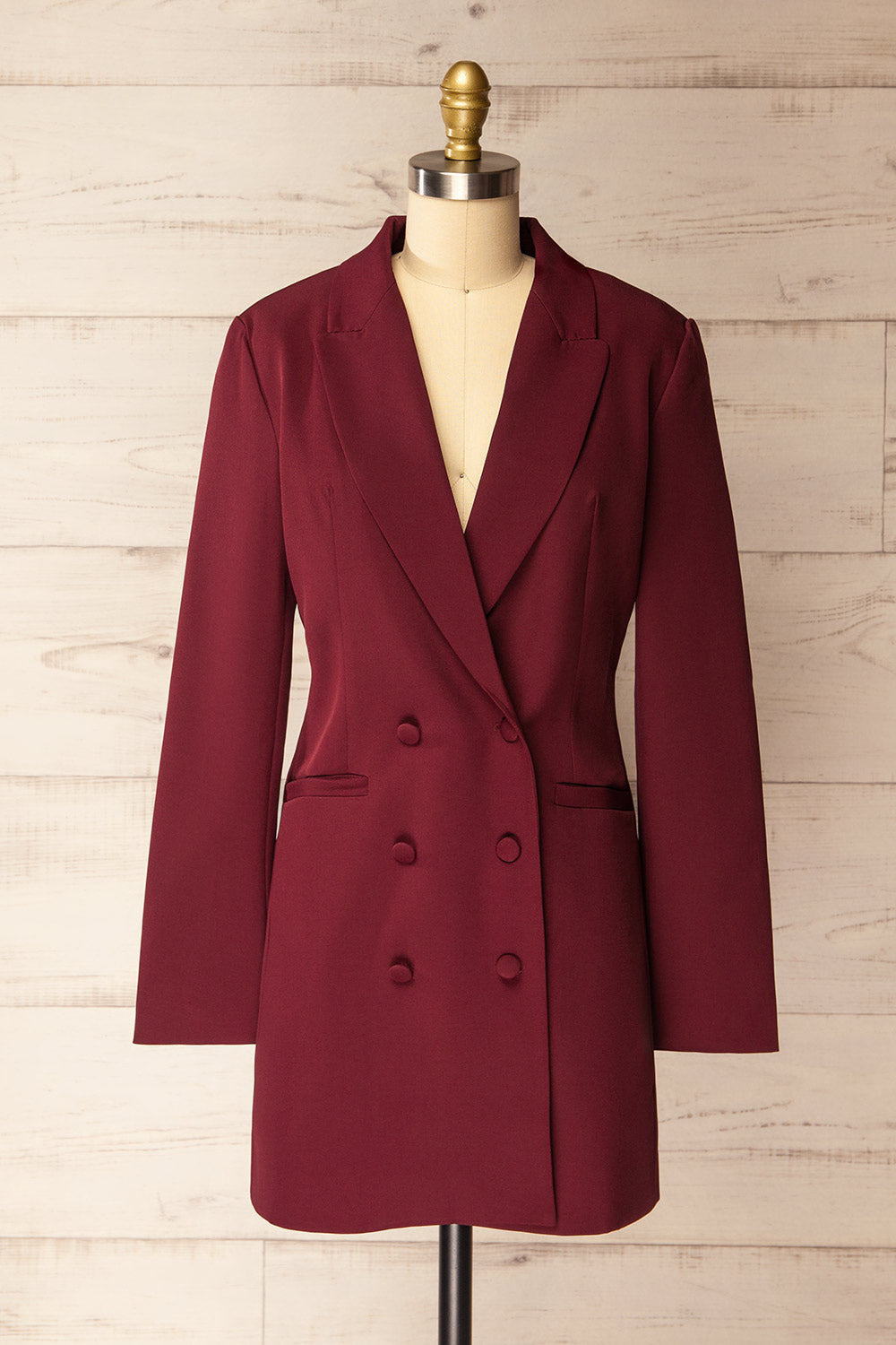 Barrameda Burgundy Double-Breasted Blazer Dress | La petite garçonne fornt view