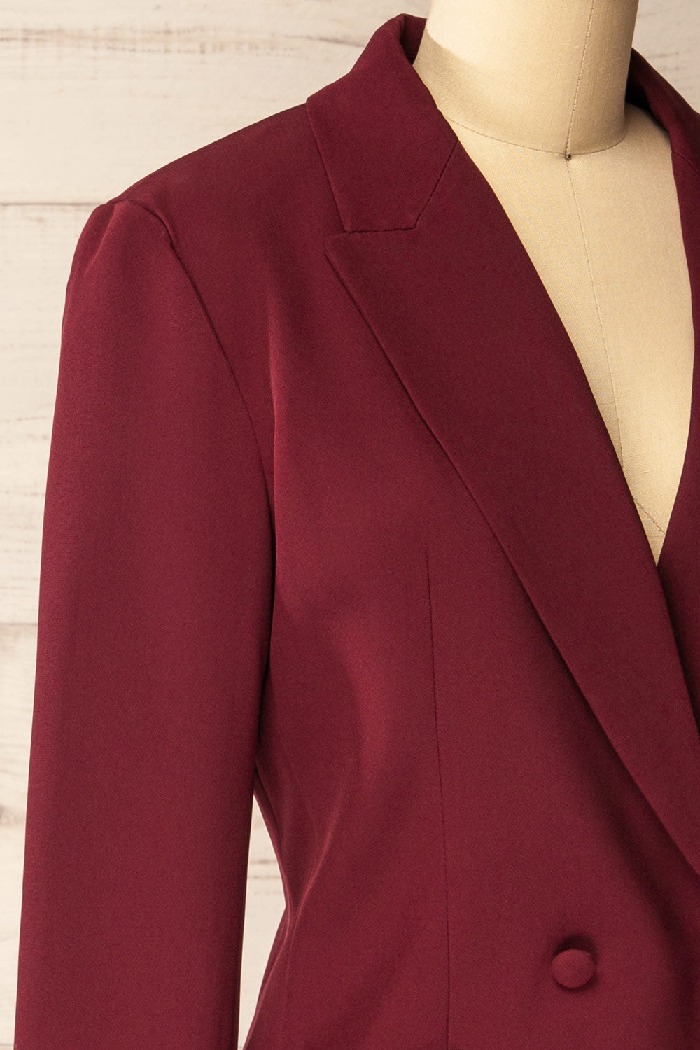 Barrameda Burgundy Double-Breasted Blazer Dress | La petite garçonne side