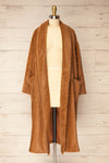 Bartin Brown Open-Front Faux Fur Coat | La petite garçonne front view