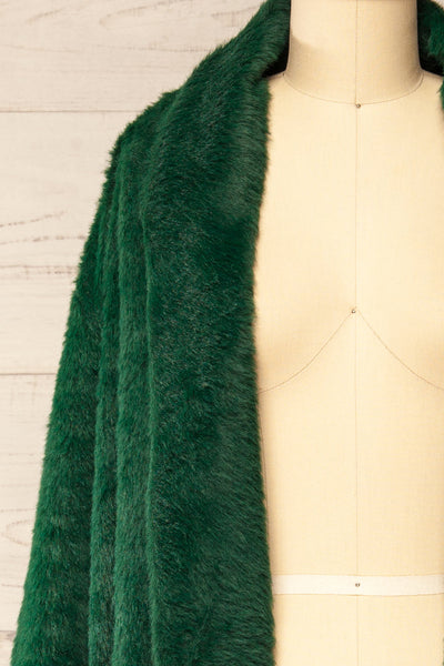 Bartin Green Open-Front Faux Fur Coat | La petite garçonne front