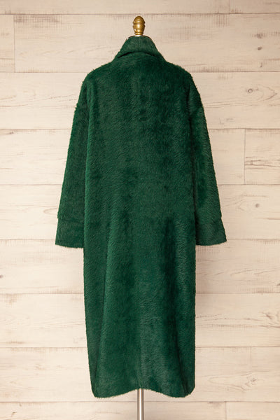 Bartin Green Open-Front Faux Fur Coat | La petite garçonne back view