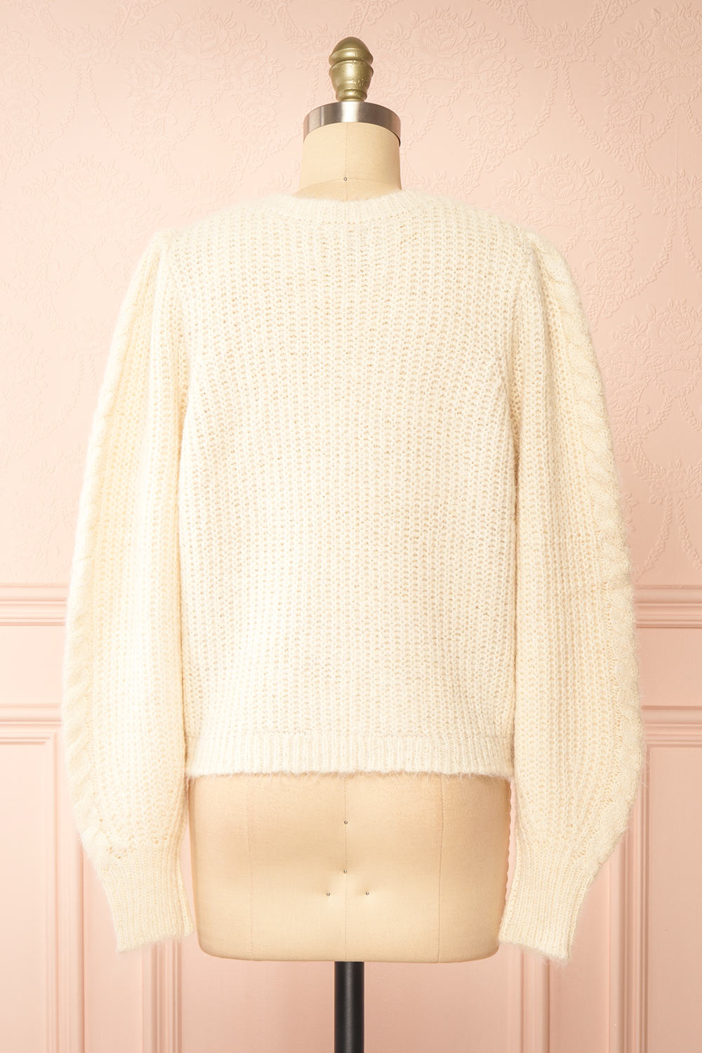 Bathilde Ivory Knit Sweater w/ Black Ribbons | Boutique 1861  back view