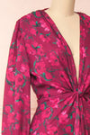 Batiya Floral Knot Front Burgundy Maxi Dress | Boutique 1861 side close-up