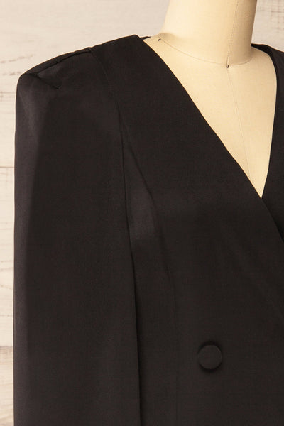 Baumeles Black Cape Blazer Dress | La petite garçonne side close-up
