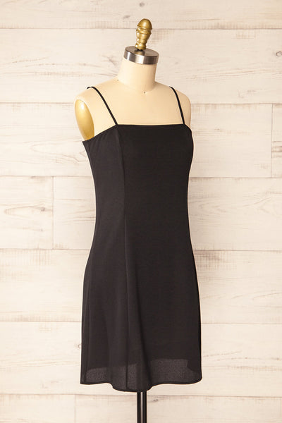 Beaucaire Black Short Dress w/ Thin Straps | La petite garçonne side view