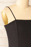 Beaucaire Black Short Dress w/ Thin Straps | La petite garçonne side close-up