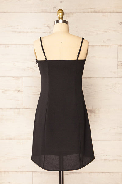 Beaucaire Black Short Dress w/ Thin Straps | La petite garçonne back view