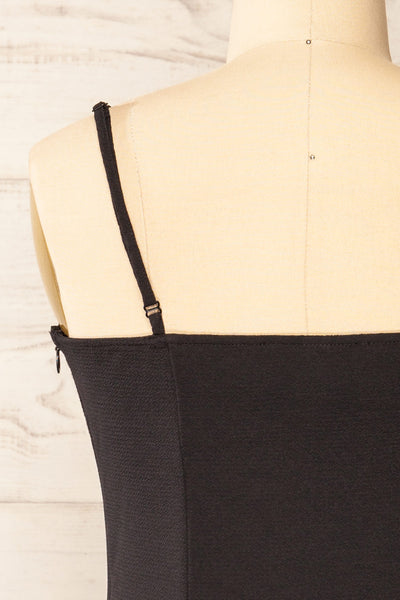 Beaucaire Black Short Dress w/ Thin Straps | La petite garçonne back close-up
