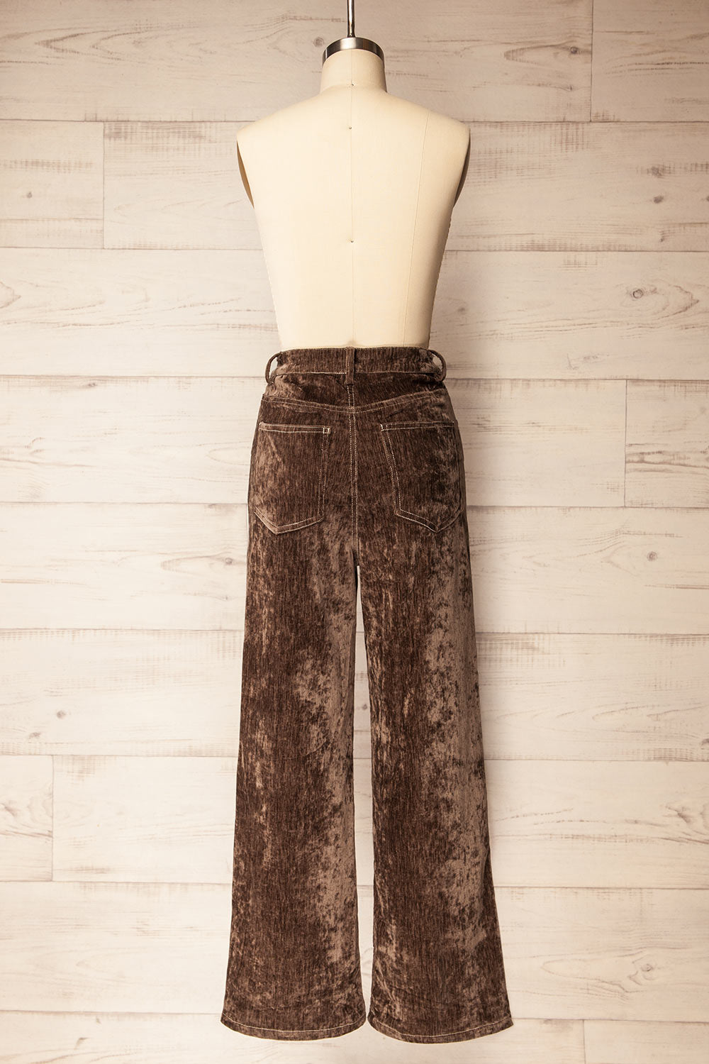 Beawar | Pantalon en Velours Brun à Taille Haute