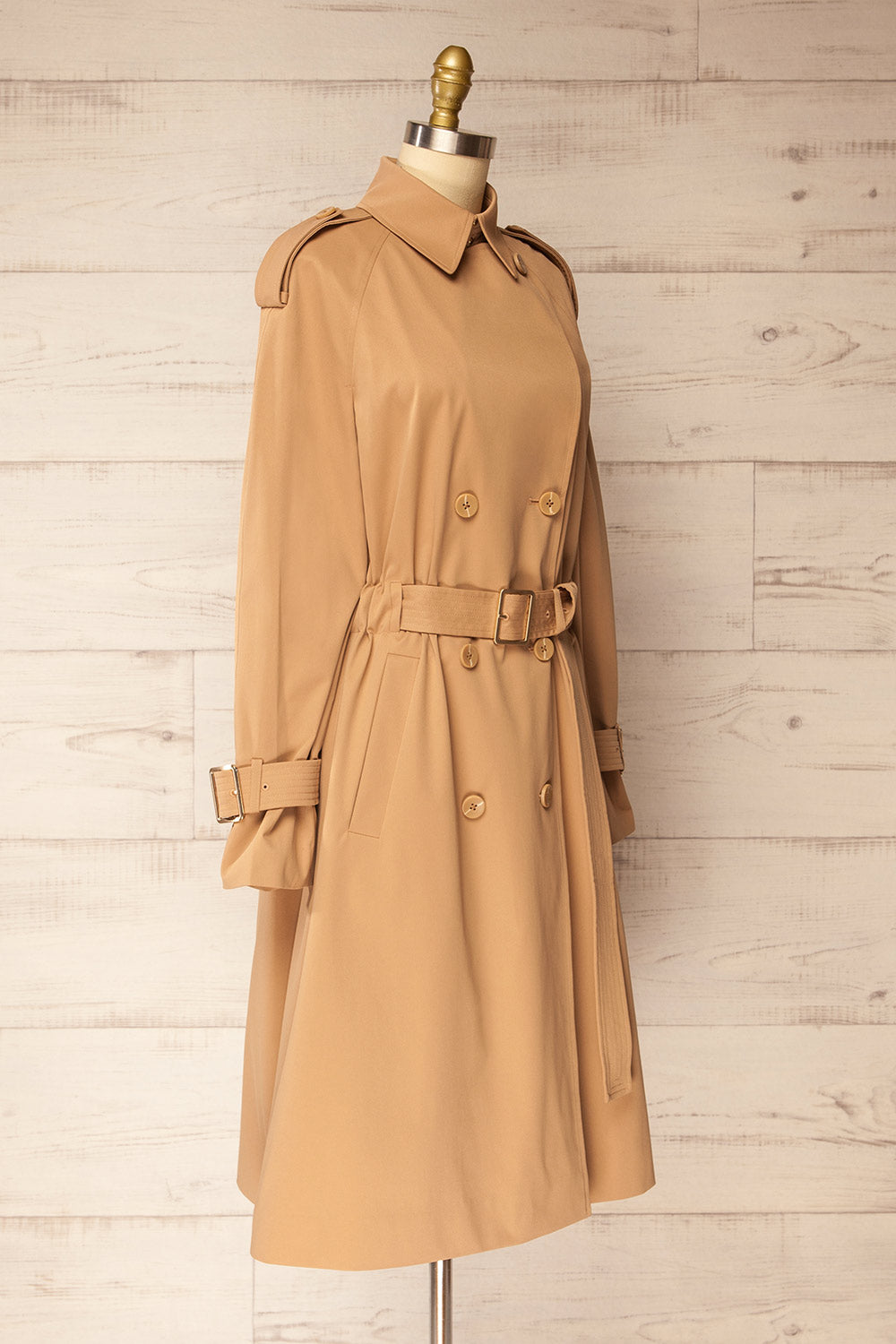 Beckie Long Beige Coat with Belt | La petite garçonne side 