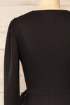 Belfort Black Textured Wrap Midi Dress | La petite garçonne back close-up