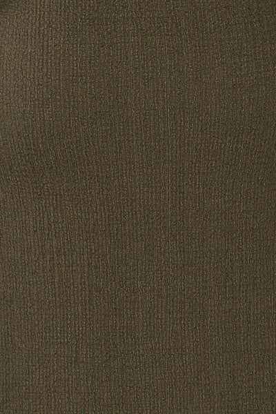 Belfort Green Textured Wrap Midi Dress | La petite garçonne fabric