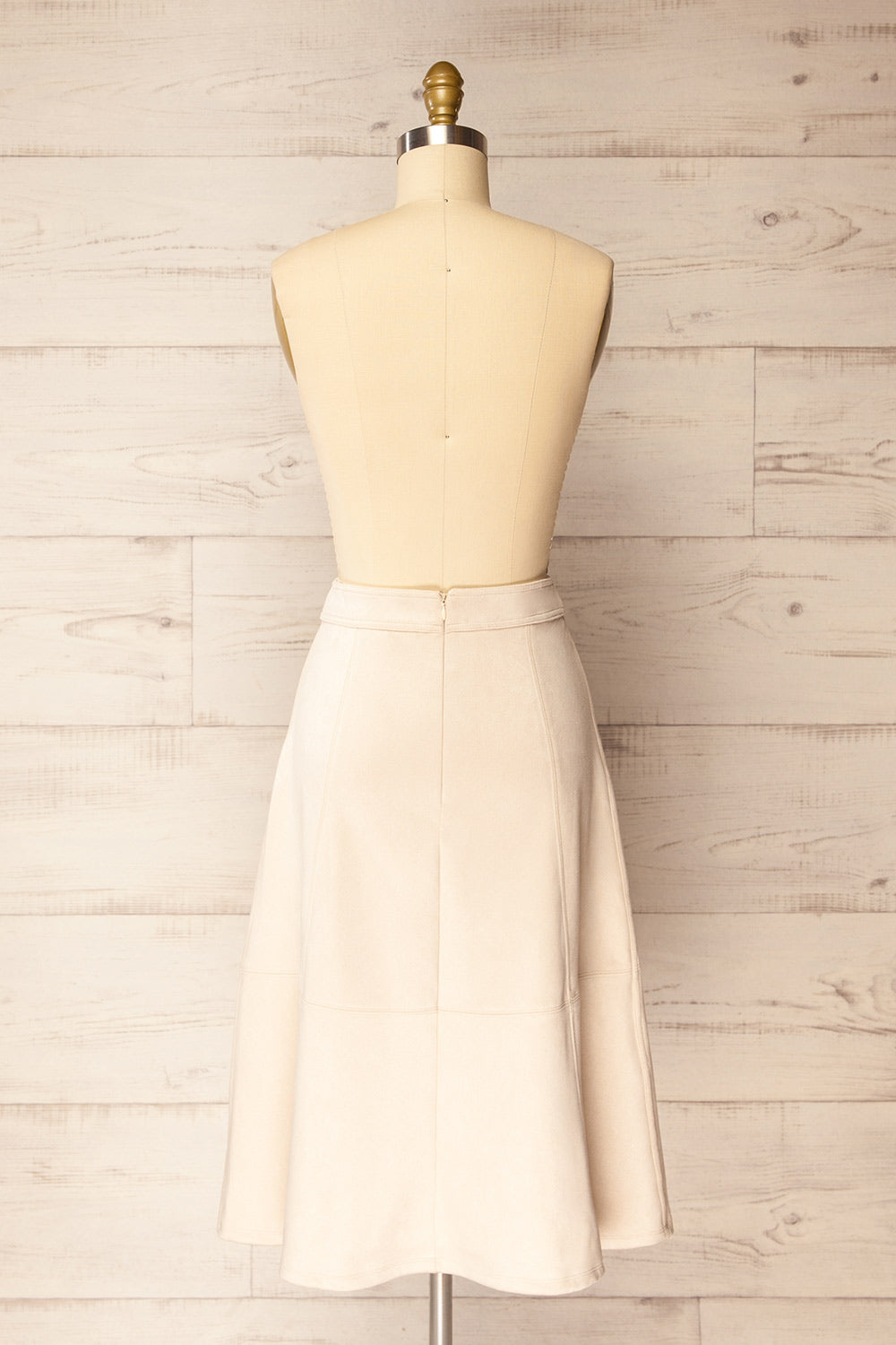 Belize Beige Faux Suede Midi Skirt | La petite garçonne back view