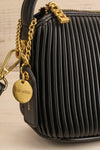 Bella Black Vegan Leather Pleated Handbag | La petite garçonne side close-up