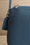 Bella Dusty Blue Vegan Leather Pleated Handbag | La petite garçonne large front close-up
