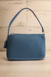 Bella Dusty Blue Vegan Leather Pleated Handbag | La petite garçonne large front view