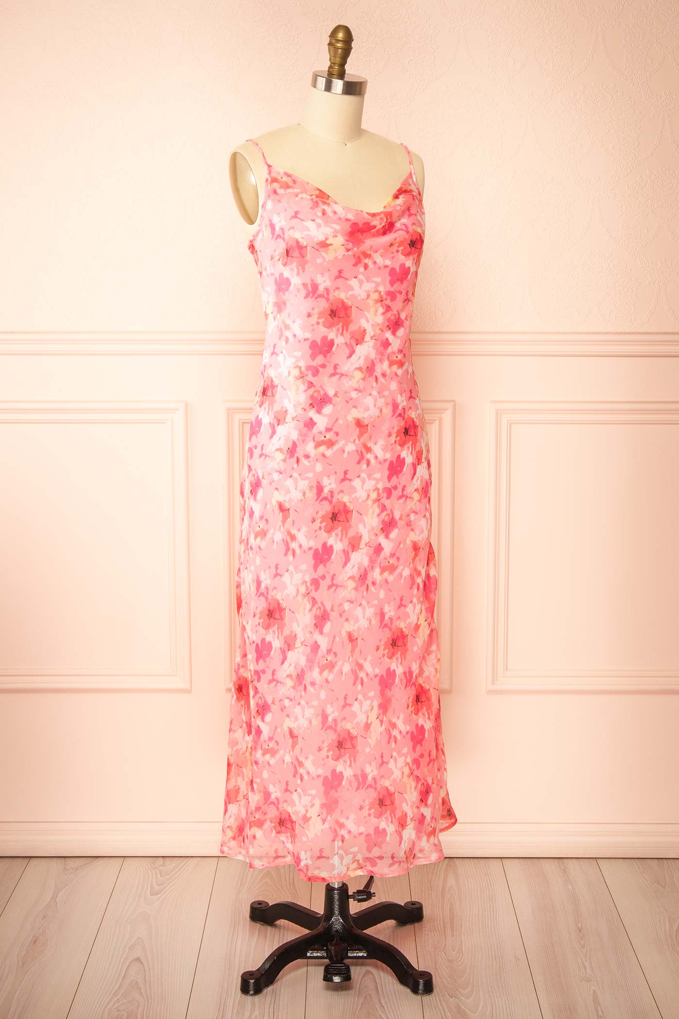 Belladona Pink Floral Midi Dress | Boutique 1861 side