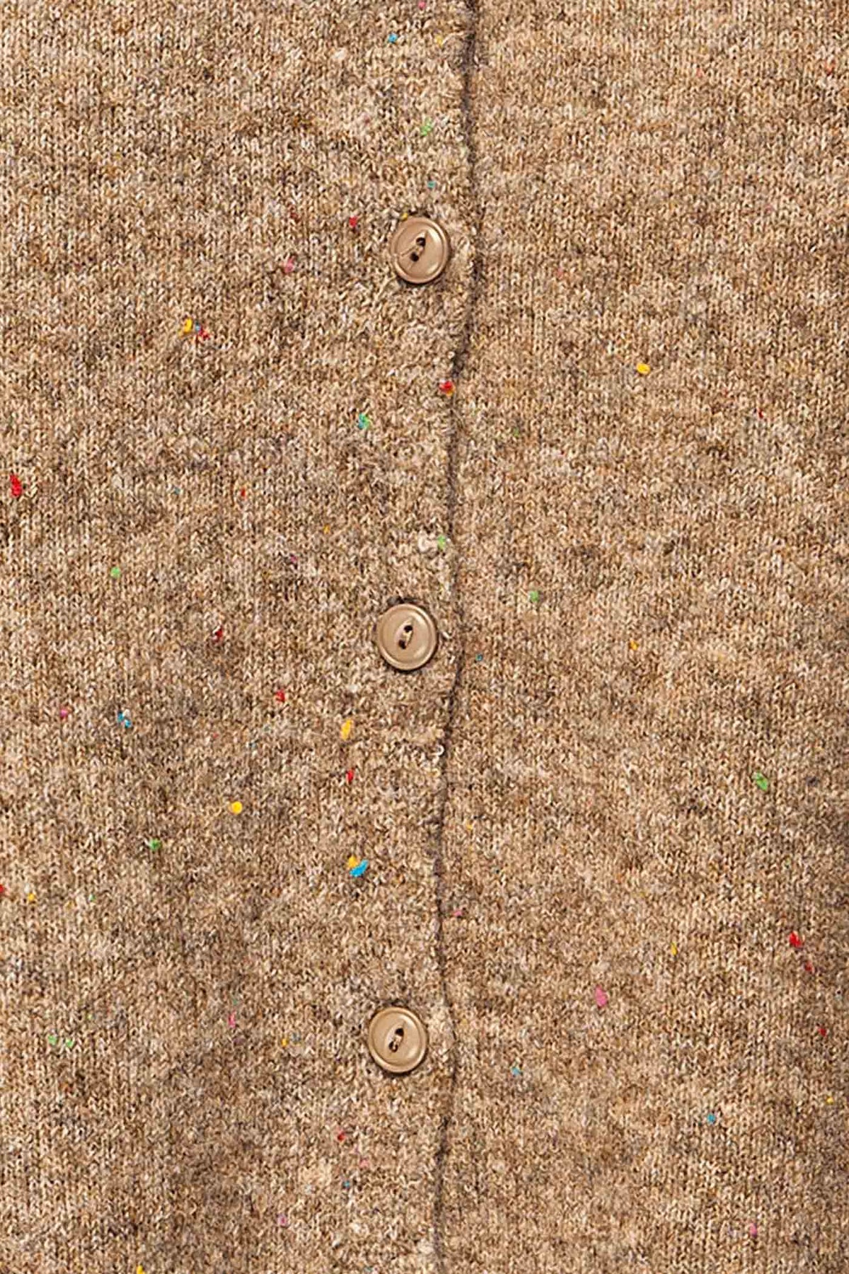 fabric view of Belleoram Taupe Knit Cardigan with Colourful Flecks at La petite garçonne