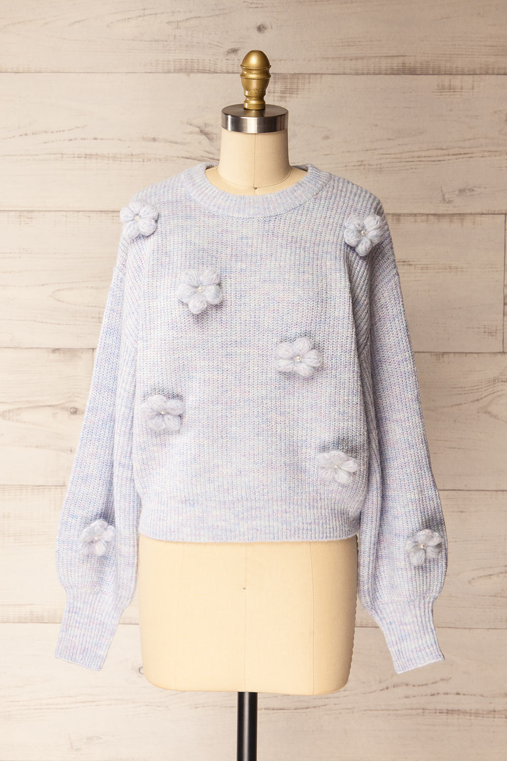 Belluno Lavender 3D Floral Sweater | La petite garçonne front view