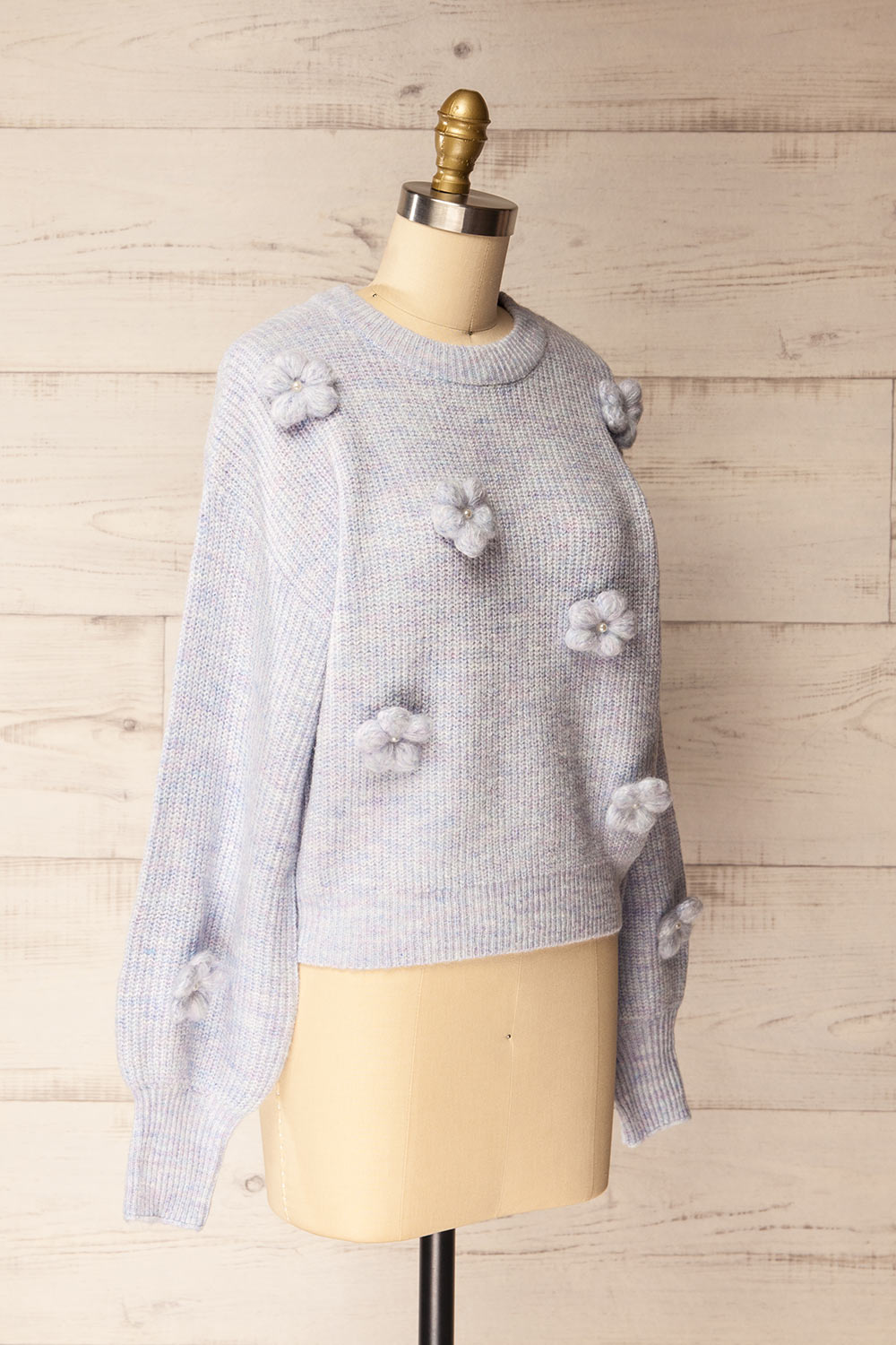 Belluno Lavender 3D Floral Sweater | La petite garçonne side view