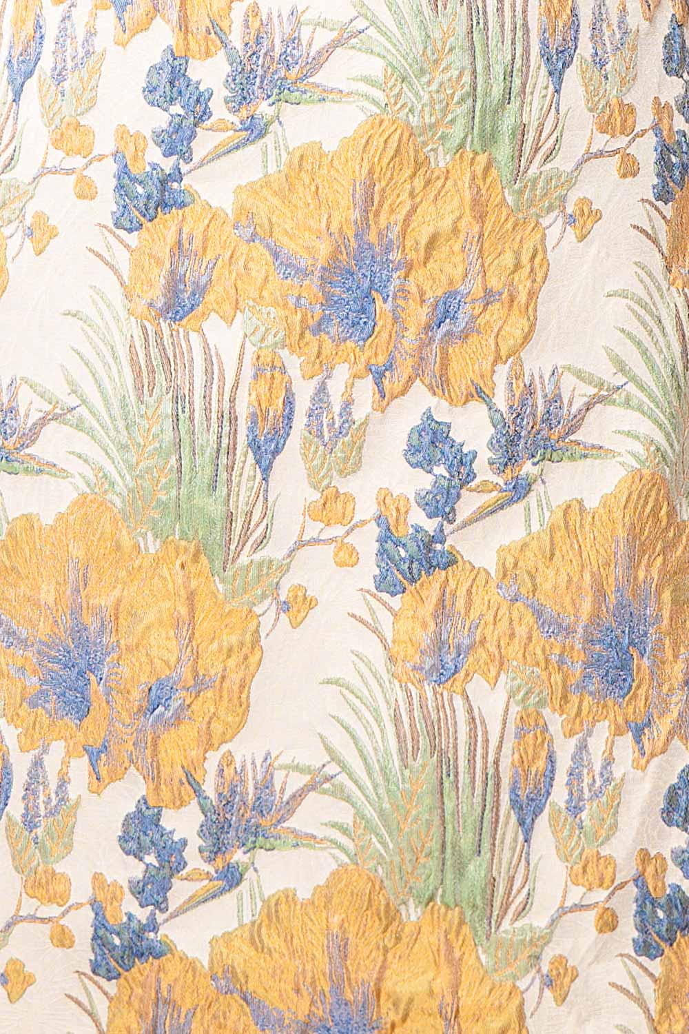 Belova Short Floral Jacquard Wrap Dress | Boutique 1861  fabric 
