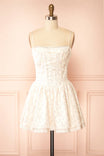 Belvina Short Ivory Corset Dress with Lace Trims | Boutique 1861 front view