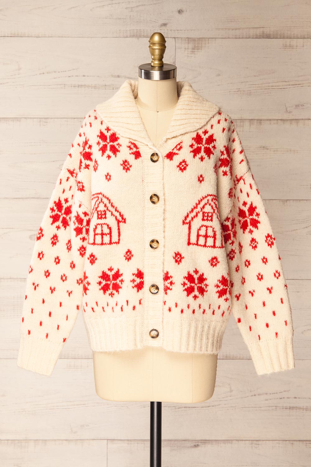 Bendigo Thick Knitted Christmas Cardigan | La petite garçonne front view